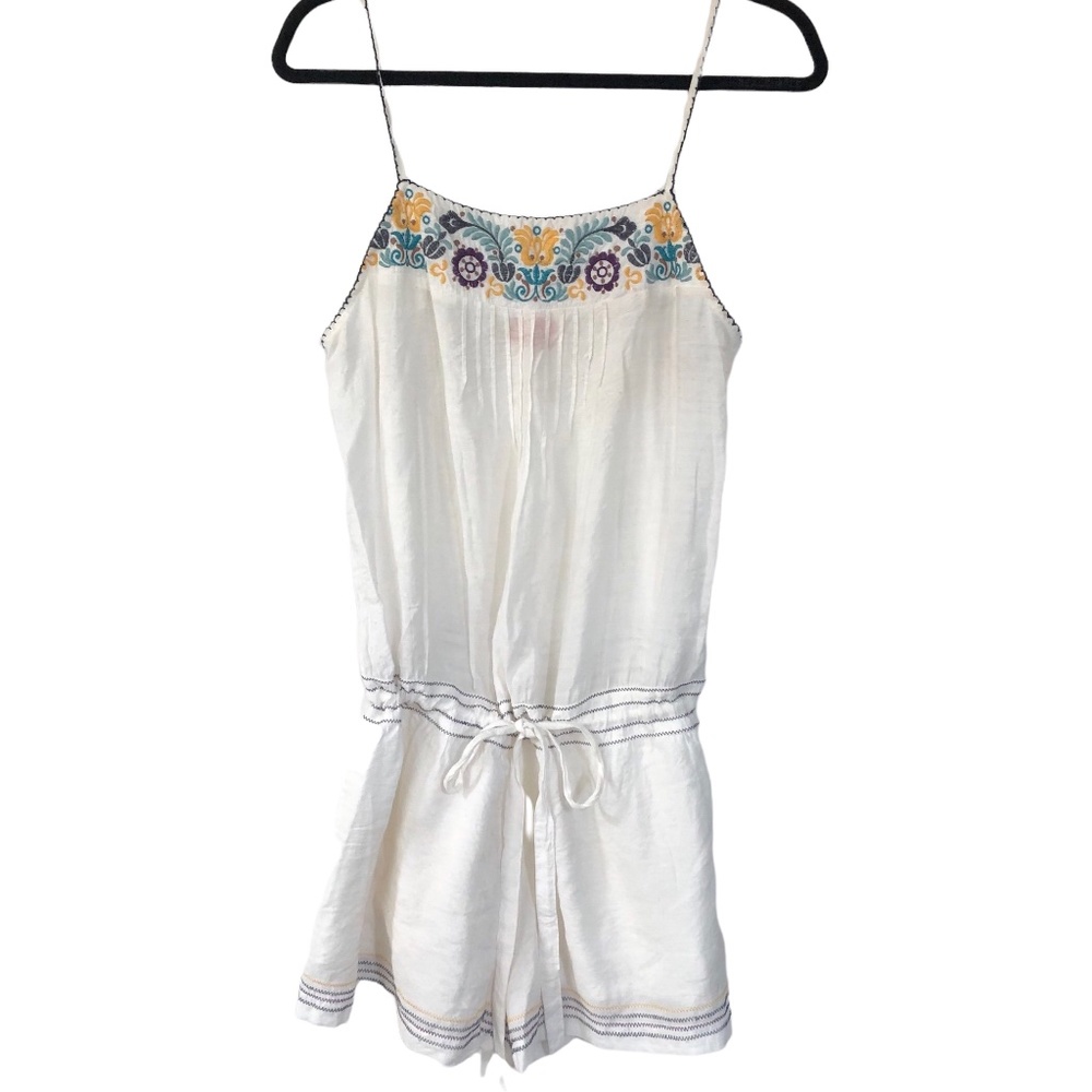 DeJaVu White Romper embroidered flowers L